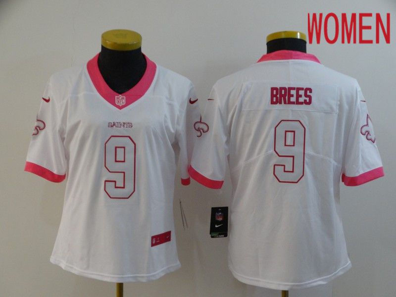 Women New Orleans Saints #9 Brees White pink Nike Vapor Untouchable Limited NFL Jersey->los angeles dodgers->MLB Jersey